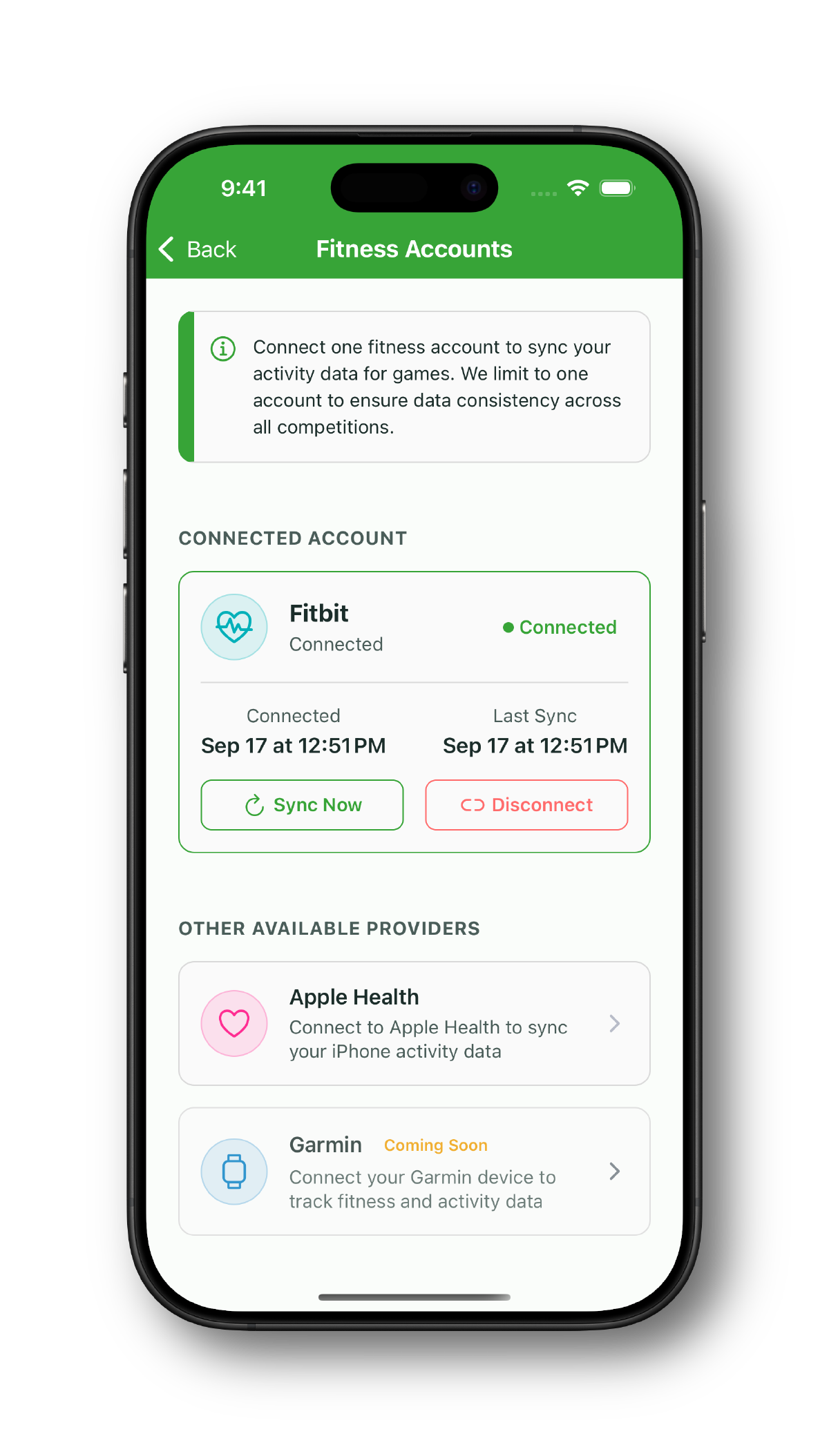 Fitness tracker linking showing step count and daily activity breakdown