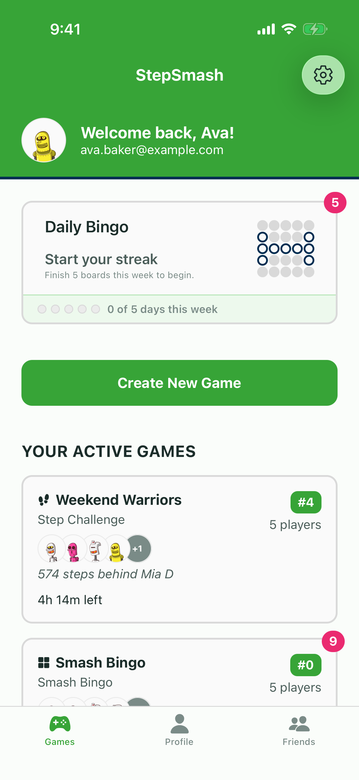 Daily Bingo board with several tiles flipped showing progress